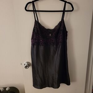 Thalia Sodi Black and Purple Satin Chemise